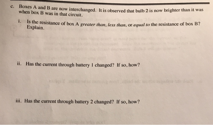 Solved Bulb I Is 2. In This Problem, Boxes A And Box B | Chegg.com