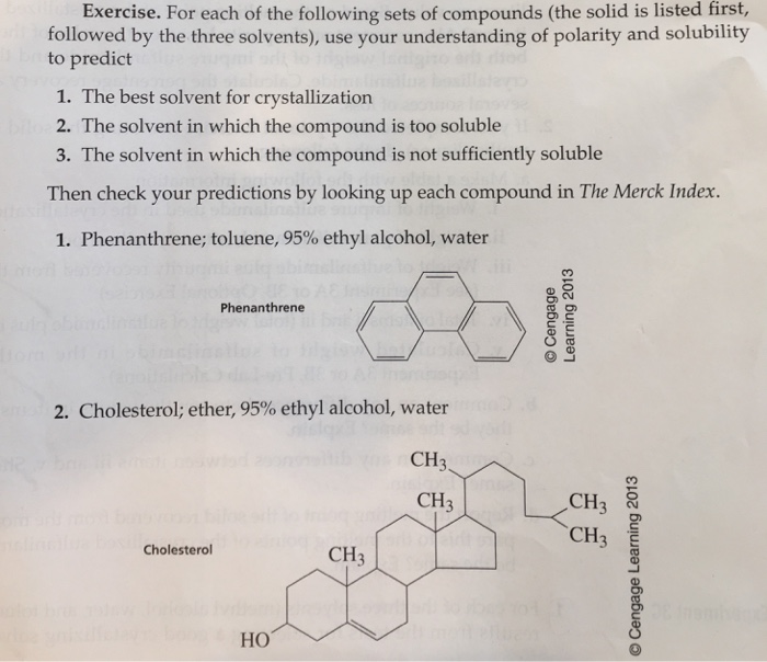 Solved Exercise. For each of the following sets of compounds | Chegg.com