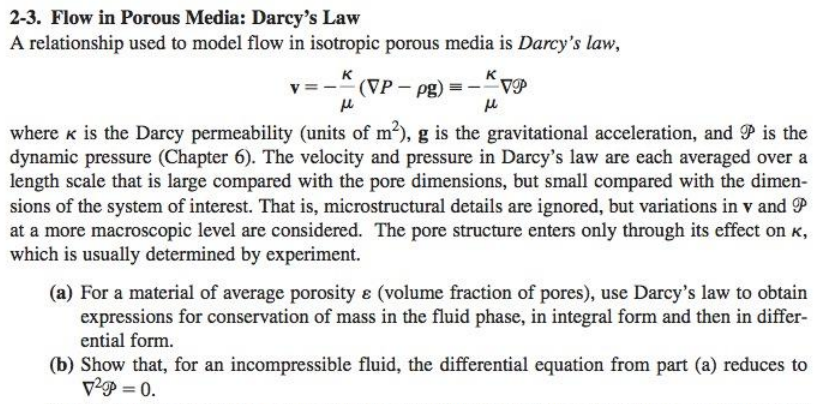 2-3. Flow in Porous Media: Darcy's Law A relationship | Chegg.com