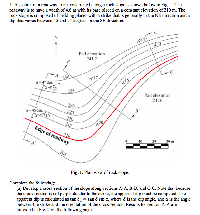 1. A section of a roadway to be constructed along a | Chegg.com