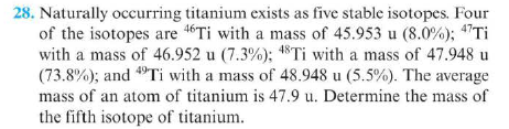 Solved 28. Naturally occurring titanium exists as five | Chegg.com