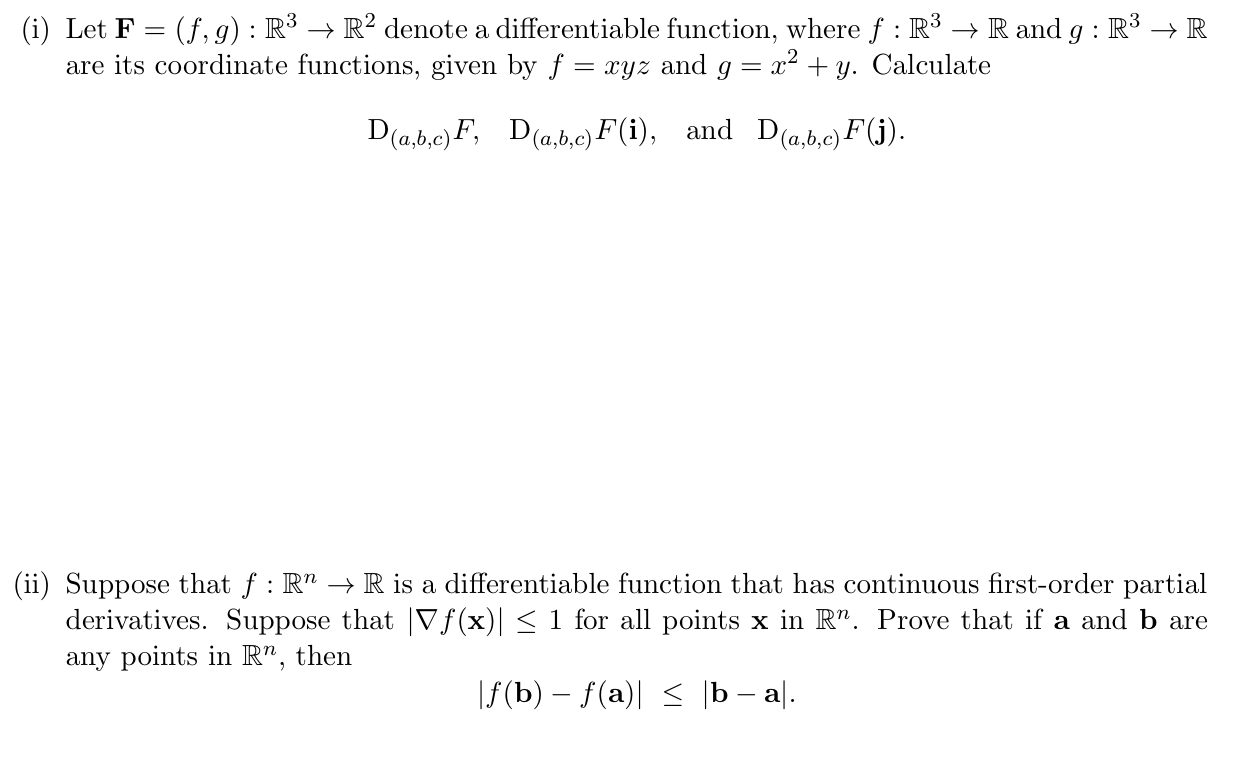 Solved I Let F F G R3 R2 Denote A Differentiable Chegg Com