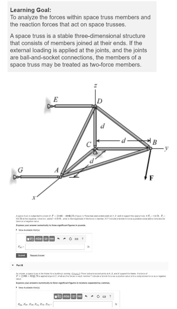 Solved Learning Goal: To analyze the forces within space | Chegg.com