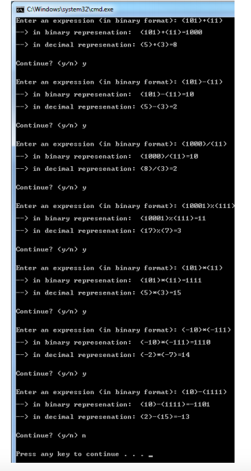 Problem 2. Binary calculator Write a program that | Chegg.com