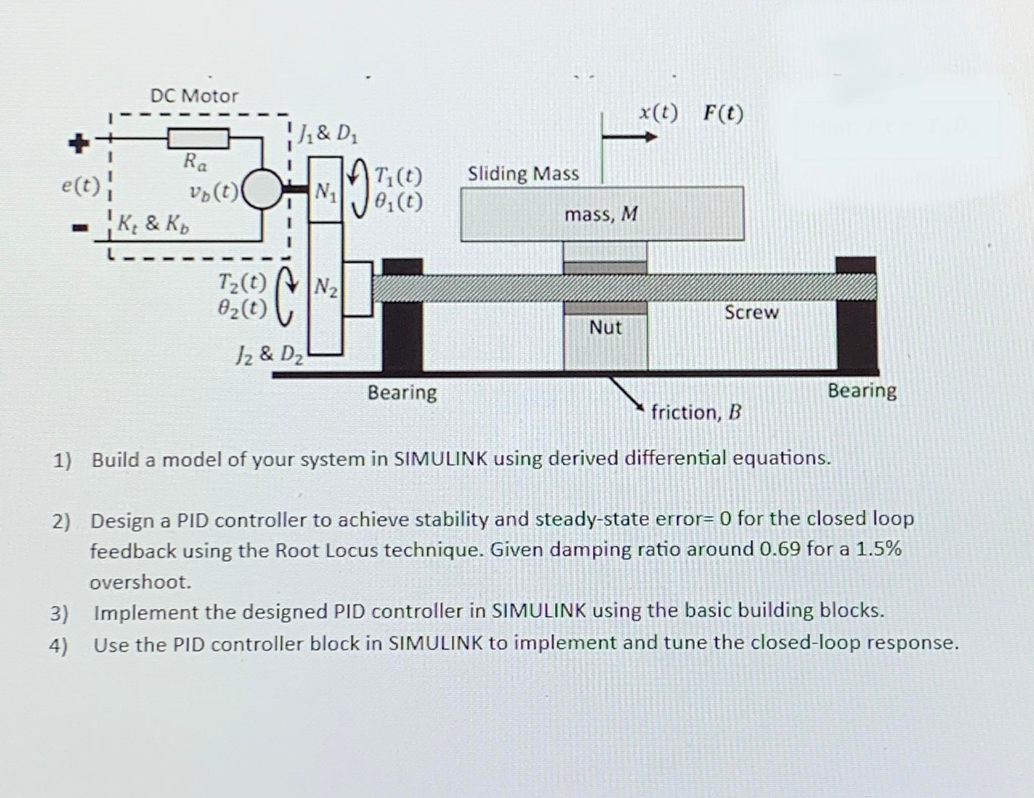 1) Build a model of your system in SIMULINK using | Chegg.com