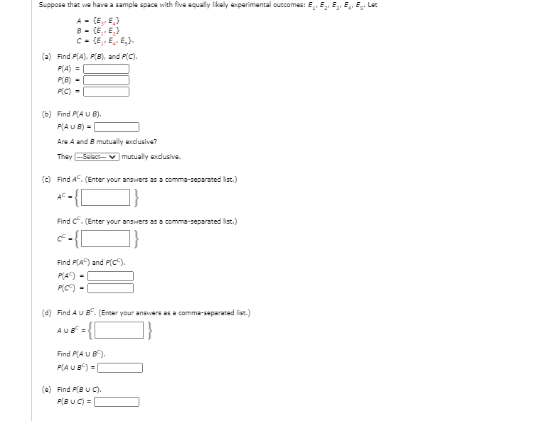 Solved Suppose that we have a sample space with five equally | Chegg.com