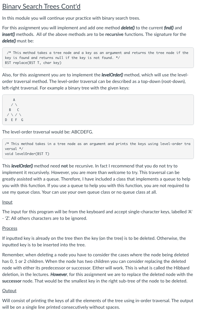Binary Search Trees Cont'd In this module you will | Chegg.com