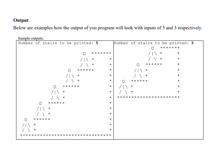 PROBLEM Stick Figures on Stairs You are to write a | Chegg.com