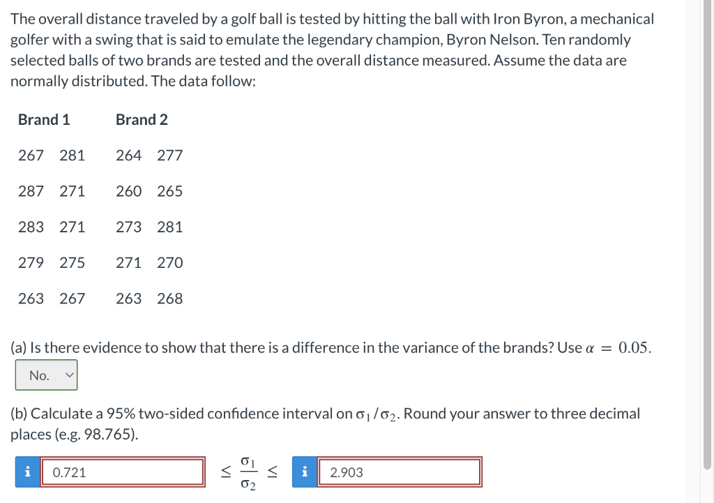 Solved The overall distance traveled by a golf ball is