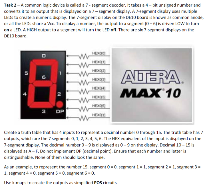 Solved Task 2 - A common logic device is called a 7-segment | Chegg.com