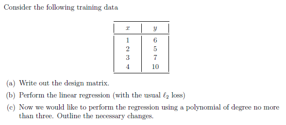 Solved Consider the following training data. (a) Write out | Chegg.com