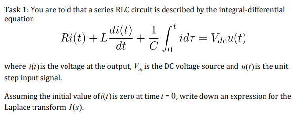 Solved Task 1: You are told that a series RLC circuit is | Chegg.com