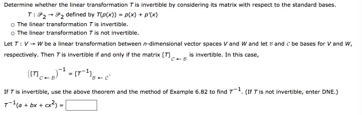 Solved Determine Whether The Linear Transformation T Is I Chegg Com