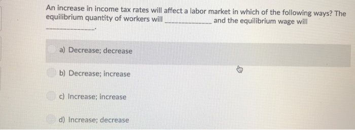Solved An increase in income tax rates will affect a labor | Chegg.com