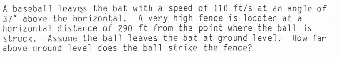 Solved A baseball leaves the bat with a speed of 110 ft/s at | Chegg.com