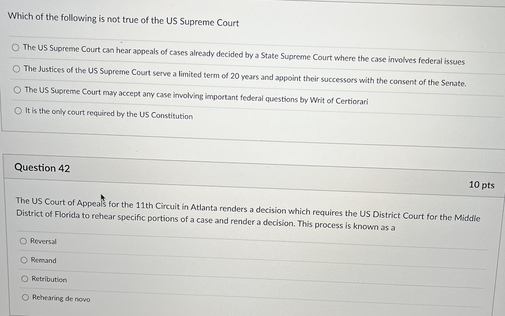 Solved Which Of The Following Is Not True Of The US Supreme | Chegg.com