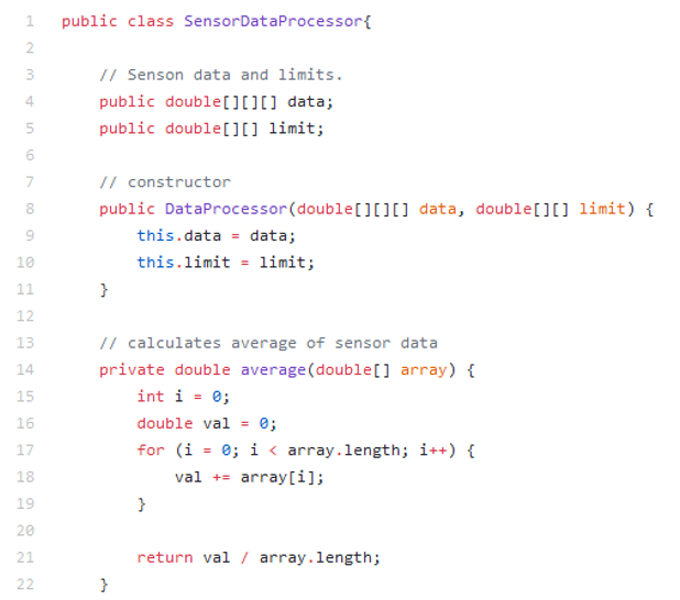 The SensorDataProcessor class is an example of | Chegg.com