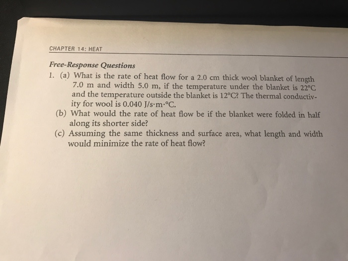 Solved CHAPTER 14: HEAT Free-Response Questions 1. (a) What | Chegg.com