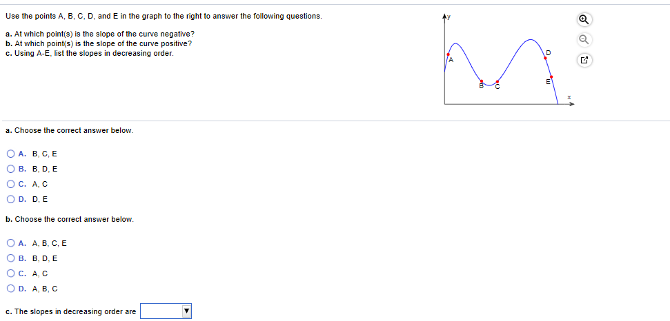 Solved Use The Points A B C D And E In The Graph To T Chegg Com