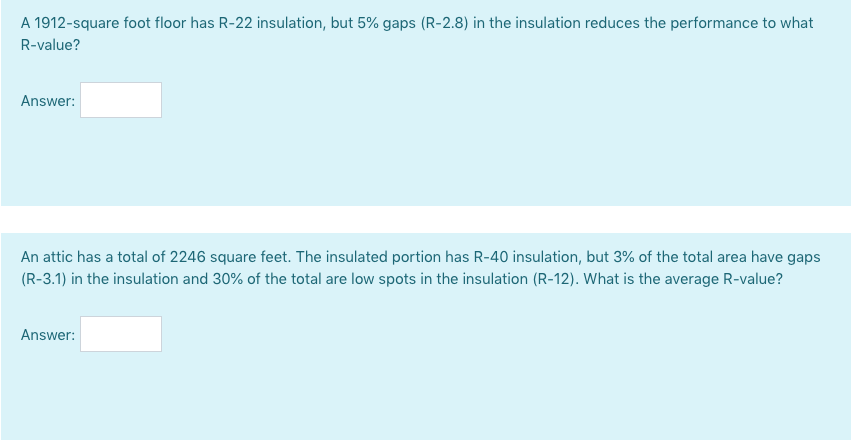 Solved A 1912 Square Foot Floor Has R 22 Insulation But
