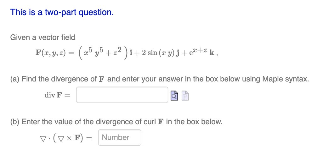 Solved This is a twopart question. Given a vector field