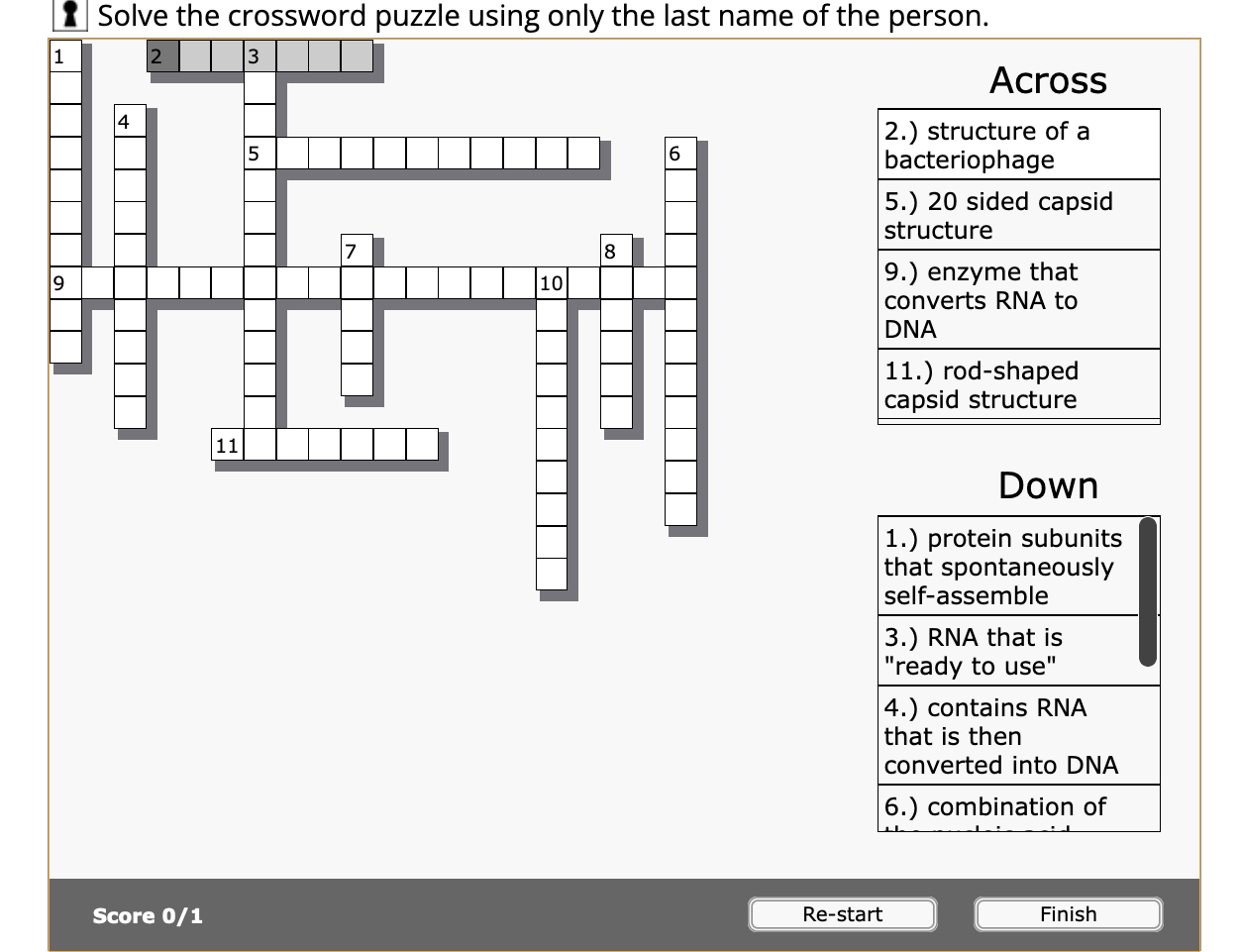 Solved 1 Solve the crossword puzzle using only the last name Chegg com