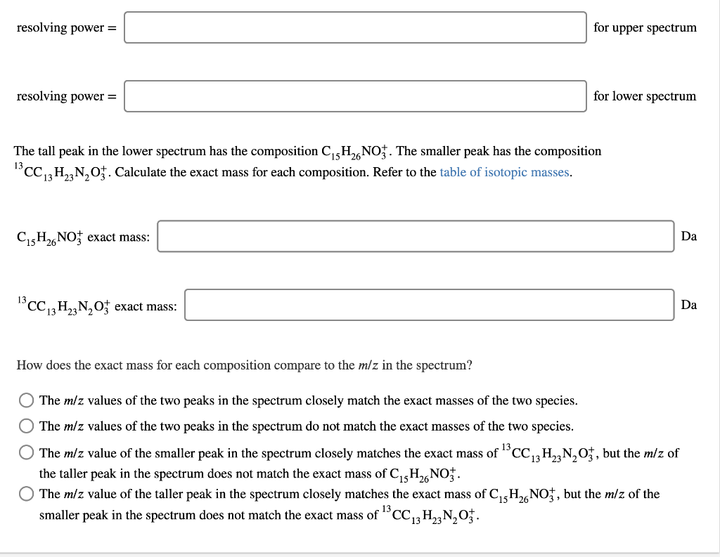 Resolving power of an Orbitrap mass spectrometer can | Chegg.com