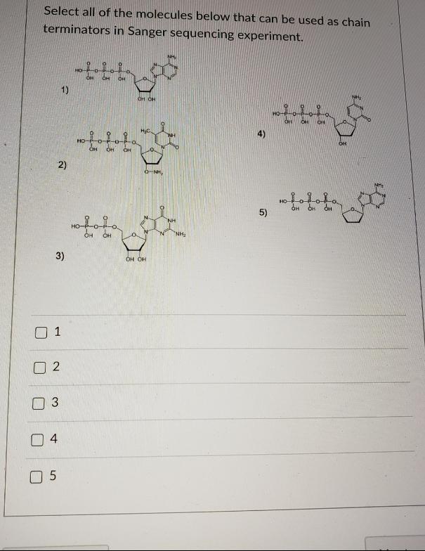 Solved Select all of the molecules below that can be used as | Chegg.com