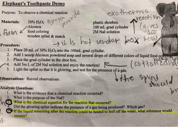 Elephant's Toothpaste Demo Purpose To observe a