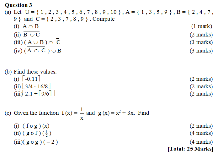 Solved Question 3 (a) Let U={1,2,3,4,5,6,7,8,9,10}, A = | Chegg.com