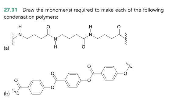 Solved 27.31 Draw The Monomer(s) Required To Make Each Of | Chegg.com