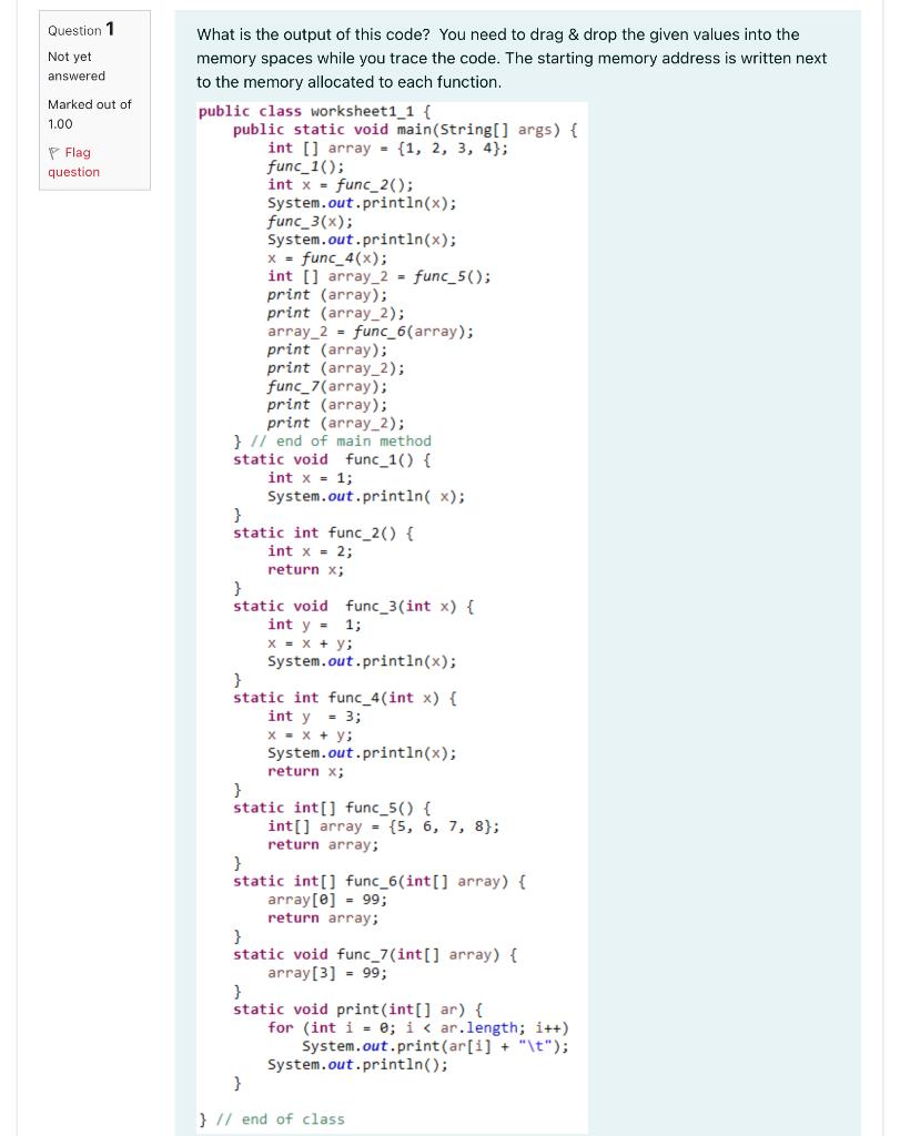 Solved What is the output of this code? You need to drag \& | Chegg.com