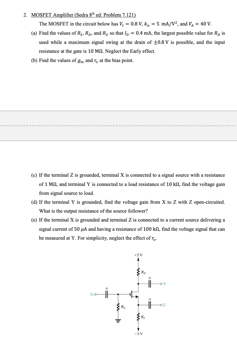 Solved The Mosfet In The Circuit Of Fig P Has V Vrogue Co