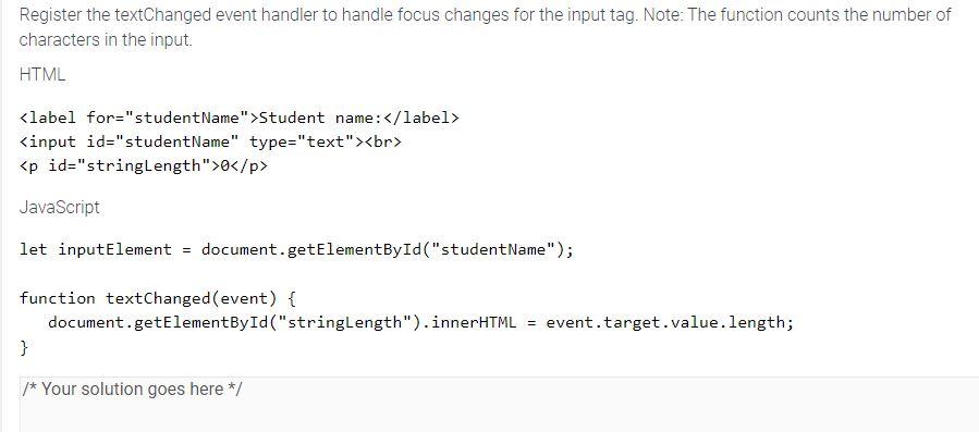 Solved Register the textChanged event handler to handle | Chegg.com