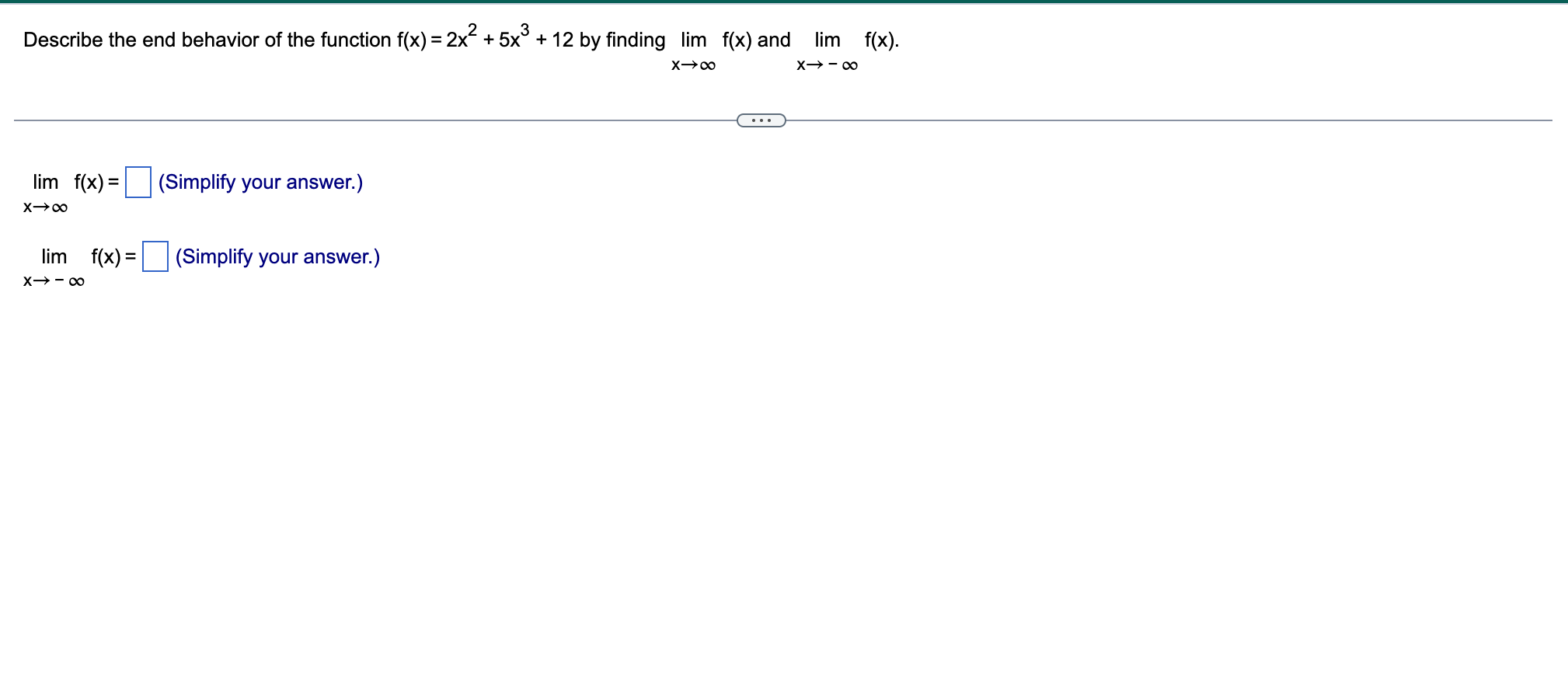 algebra 2 assignment describe the end behavior of each function