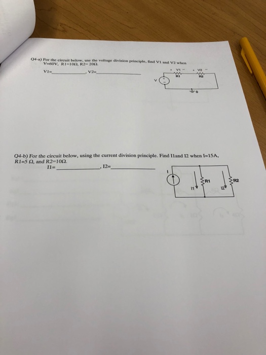 Solved 04-a) For the circuit below, use the voltage division | Chegg.com