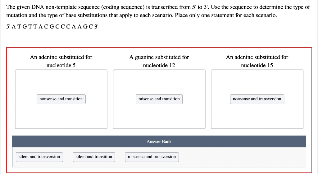 Solved The given DNA nontemplate sequence (coding sequence)