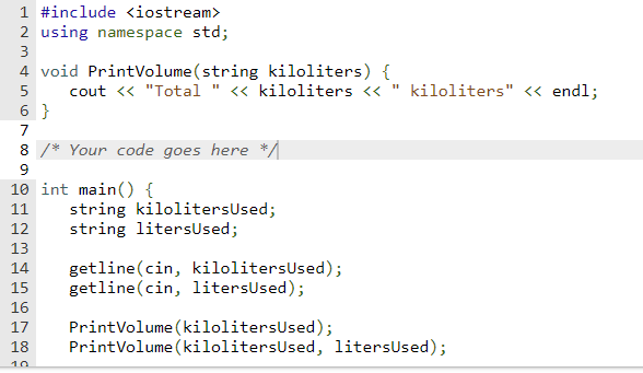 Solved In C++ format, the function PrintVolume() has a | Chegg.com