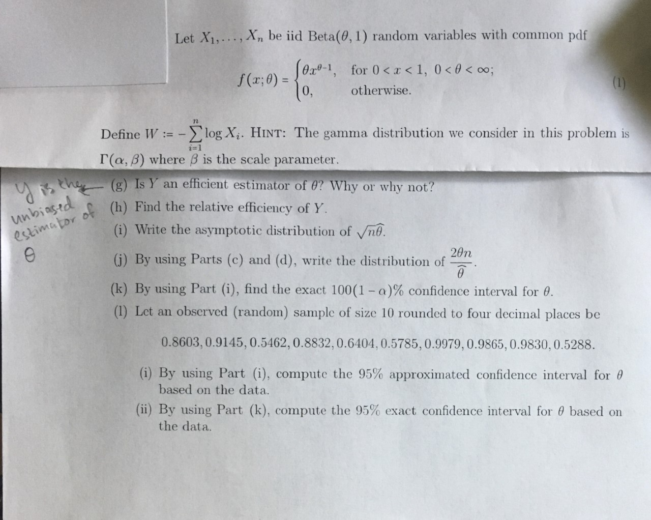 Let X1 X Be Iid Beta 0 1 Random Variables W Chegg Com