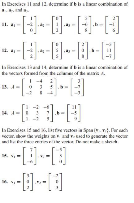 Solved In Exercises 11 And 12. Determine If B Is A Linear | Chegg.com