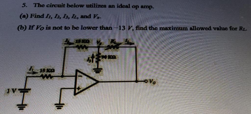 Solved 5. The circuit below utilizes an ideal op amp. (a) | Chegg.com
