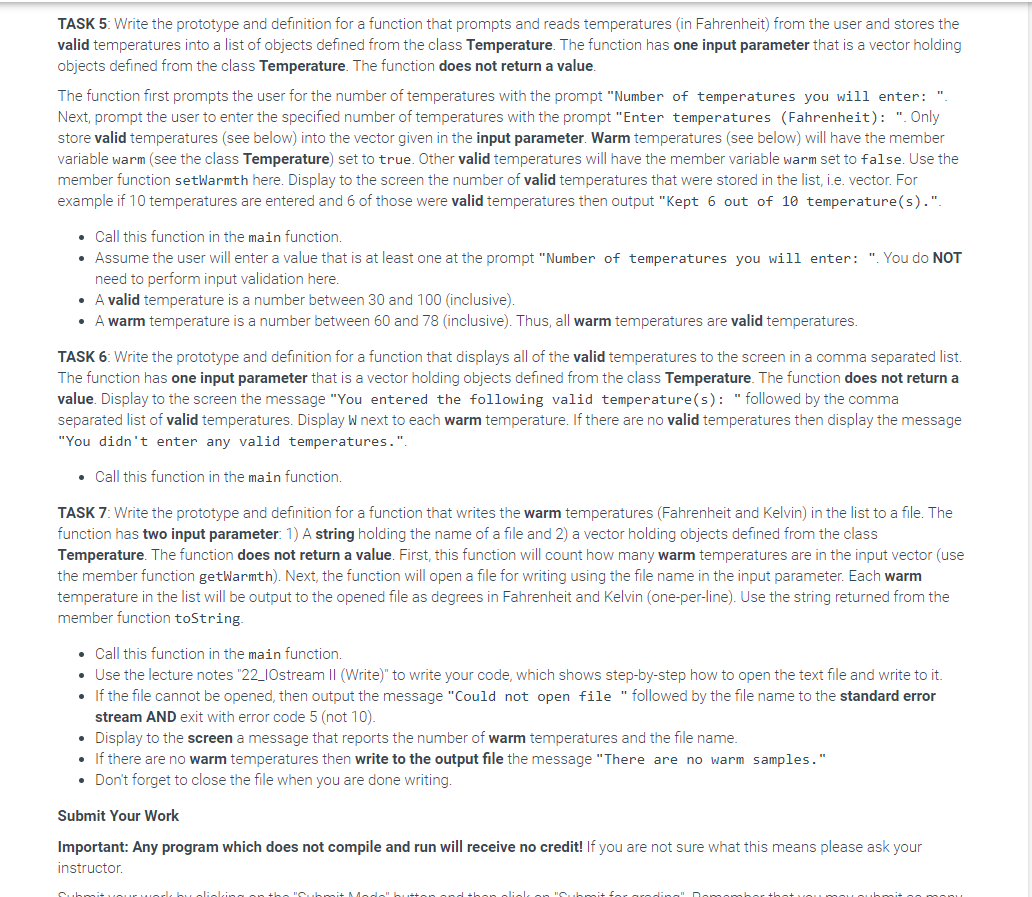 Solved Write a C++ program that reads temperatures (in | Chegg.com