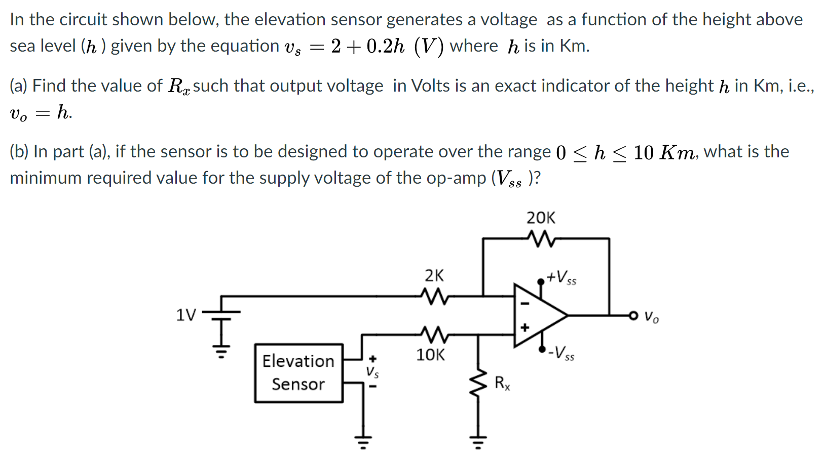 Solved In The Circuit Shown Below The Elevation Sensor G Chegg Com