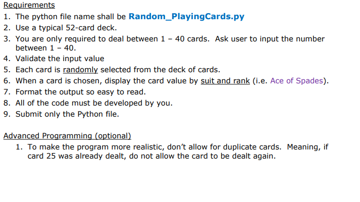 Solved Requirements 1. The python file name shall be | Chegg.com