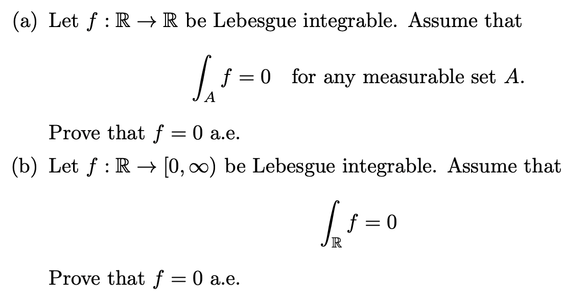 Solved A Let F R R Be Lebesgue Integrable Assume Tha Chegg Com