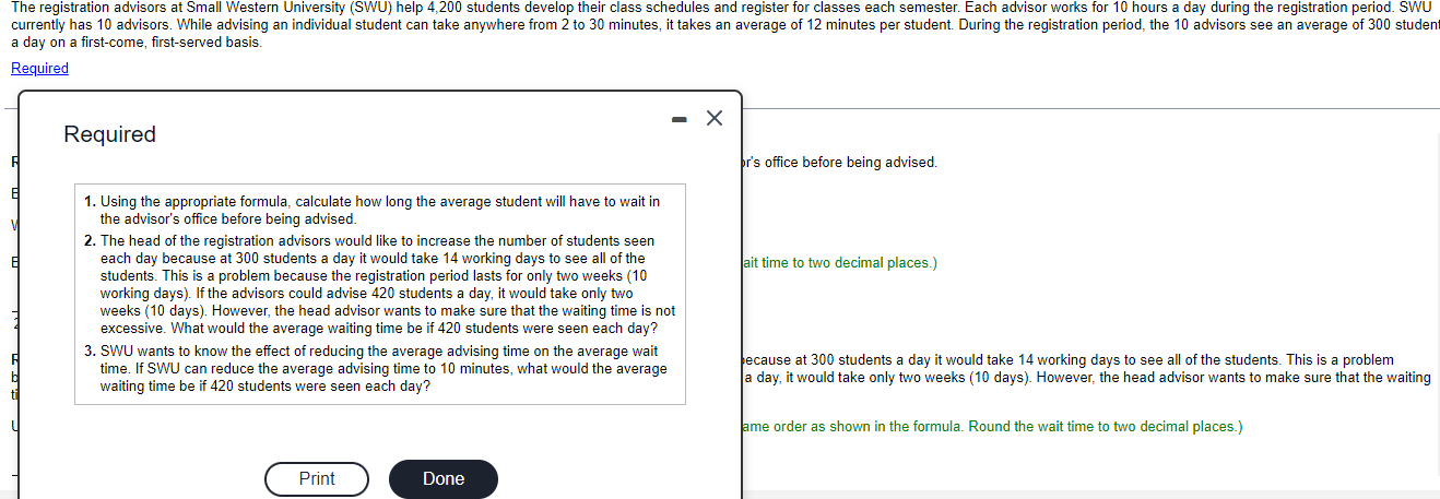 Solved The registration advisors at Small Western University | Chegg.com