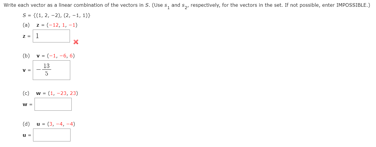 Solved Write each vector as a linear combination of the | Chegg.com