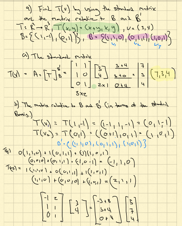 Solved Find T(V) By Using The Standard Matrix And The Matrix | Chegg.com