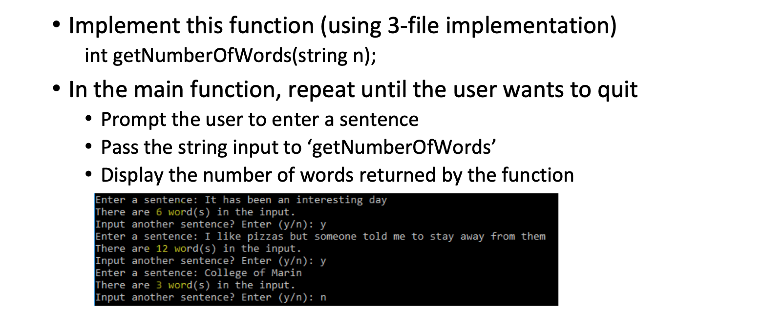 Solved Implement This Function Using 3 File Chegg Com