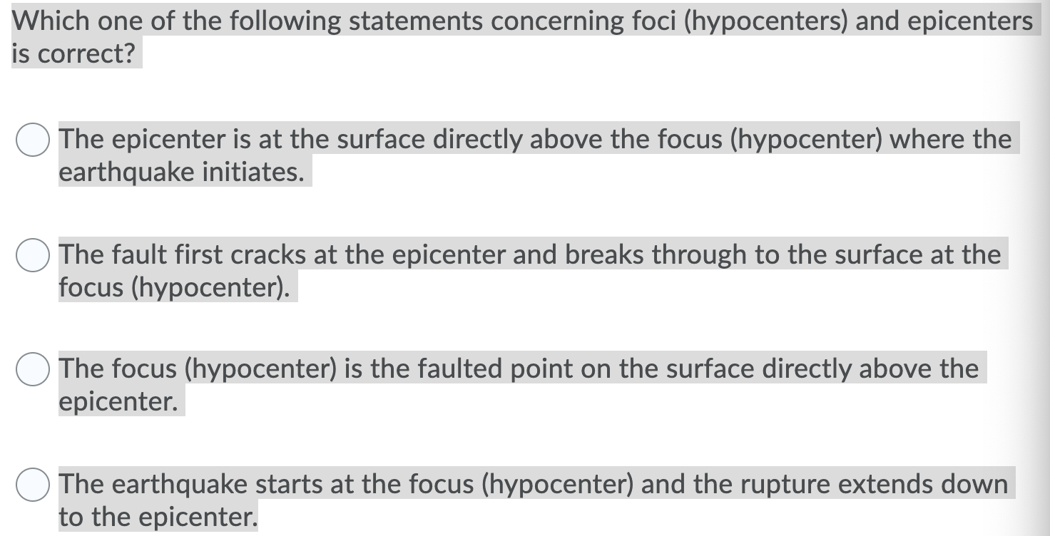 Solved Which one of the following statements concerning foci